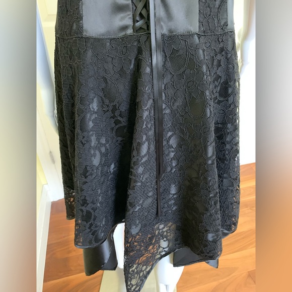 Laughing Vampire gothic satin & floral lace prom dress deadstock 90’s vintage M - Picture 10 of 16